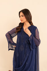 3 Piece Chiffon Embroidered Suit (FL0022)